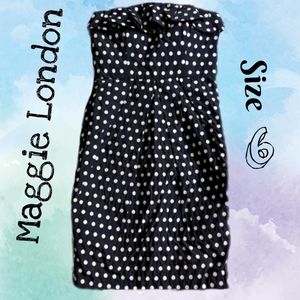 ⚡Maggy London strapless polkadot sheath dress, size 6